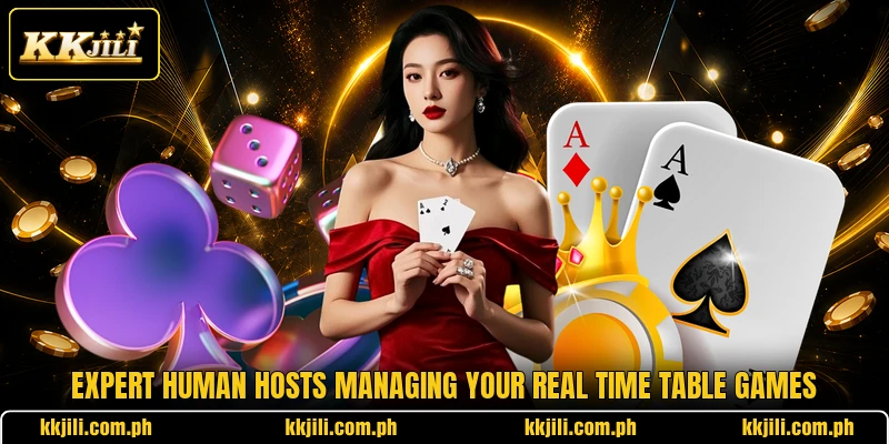 Expert human hosts managing your real time table games