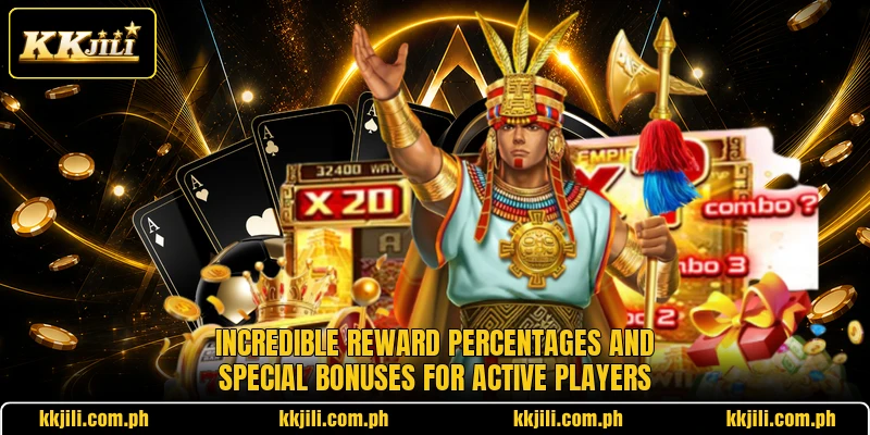 Incredible reward percentages and special bonuses for active players